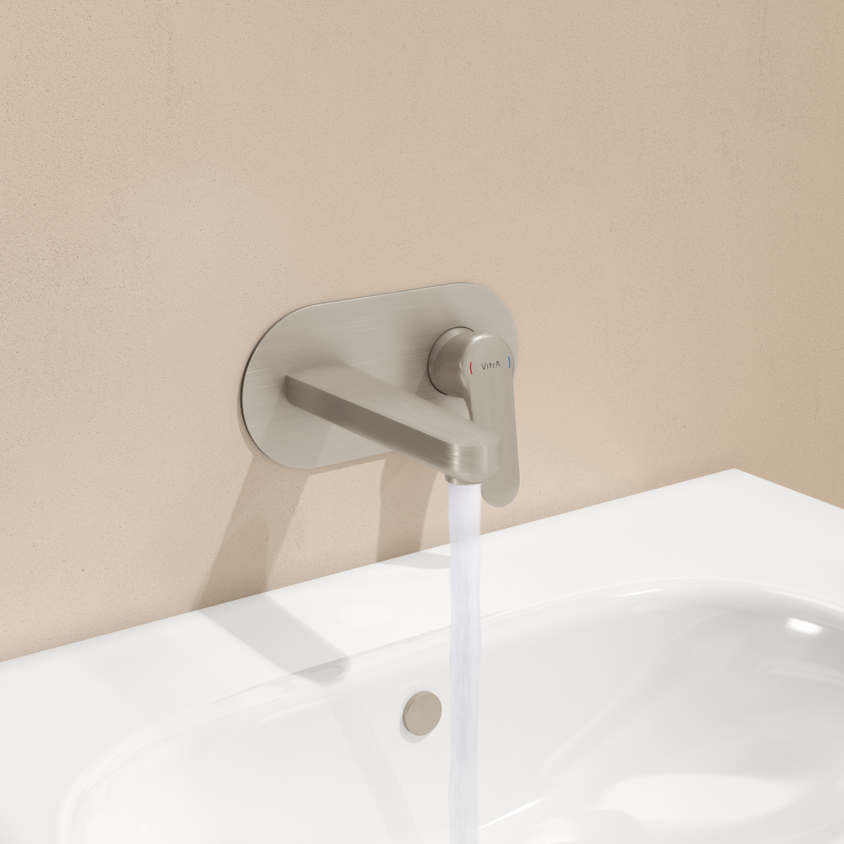 Встраиваемый смеситель для раковины VitrA Root Round A4272134EXP брашированный никель латунь