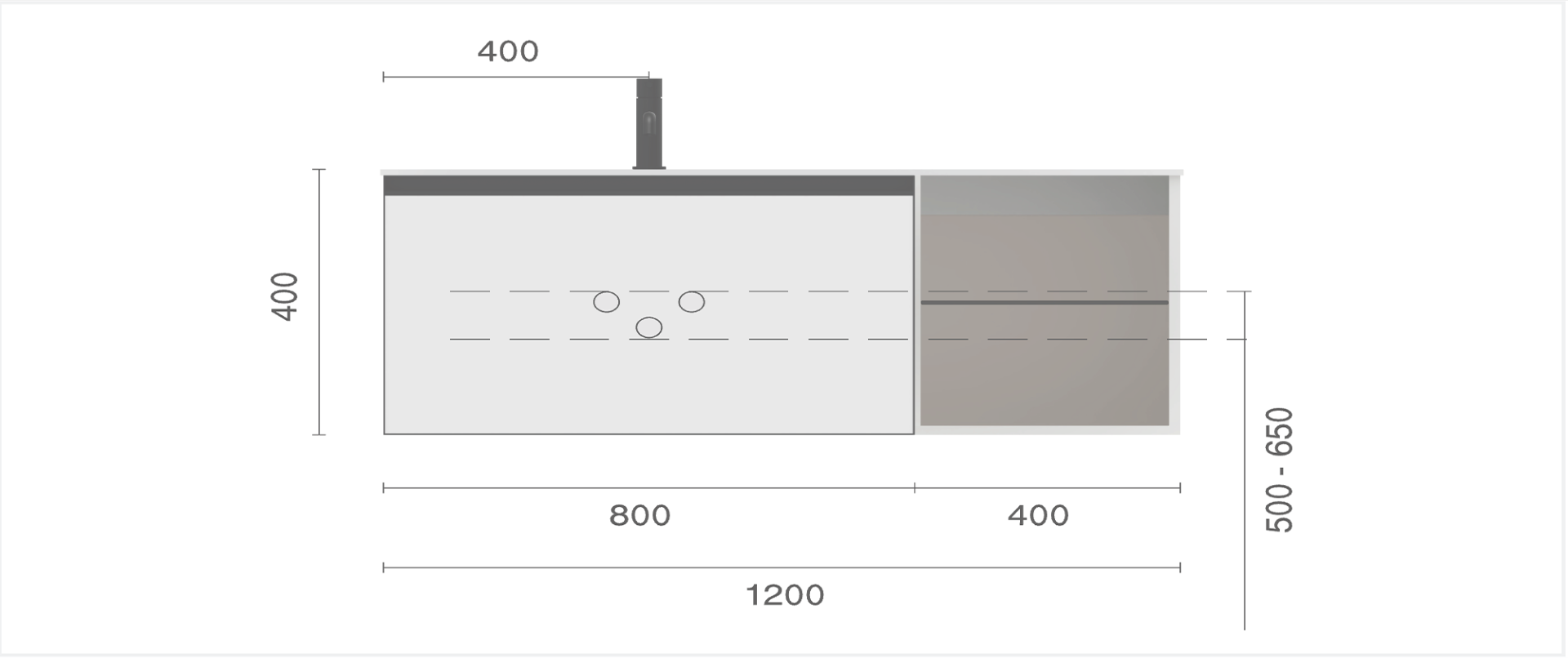 Quatro 6 120см (80+40) тумба oak anthracite профиль anthracite