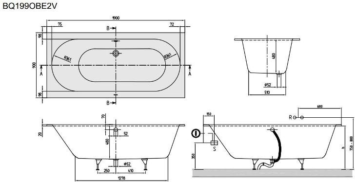 Ванна oberon quaryl 1900x900x480 villeroy&boch Ванна oberon quaryl 1900x900x480 villeroy&boch