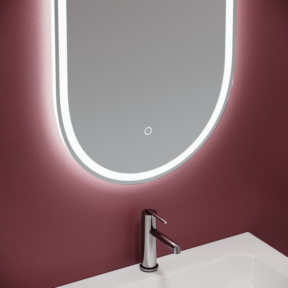 Зеркало для ванной комнаты sancos oval, фронтальная подсветка 550х1050 с сенсорным управлением на прикосновение, арт. ov55f