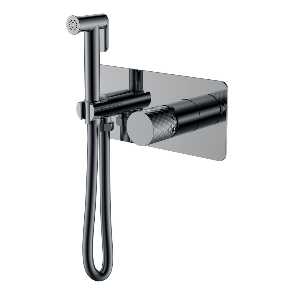 Смеситель гигиенический STICK Shine Gun Metal c ручкой DIAMOND