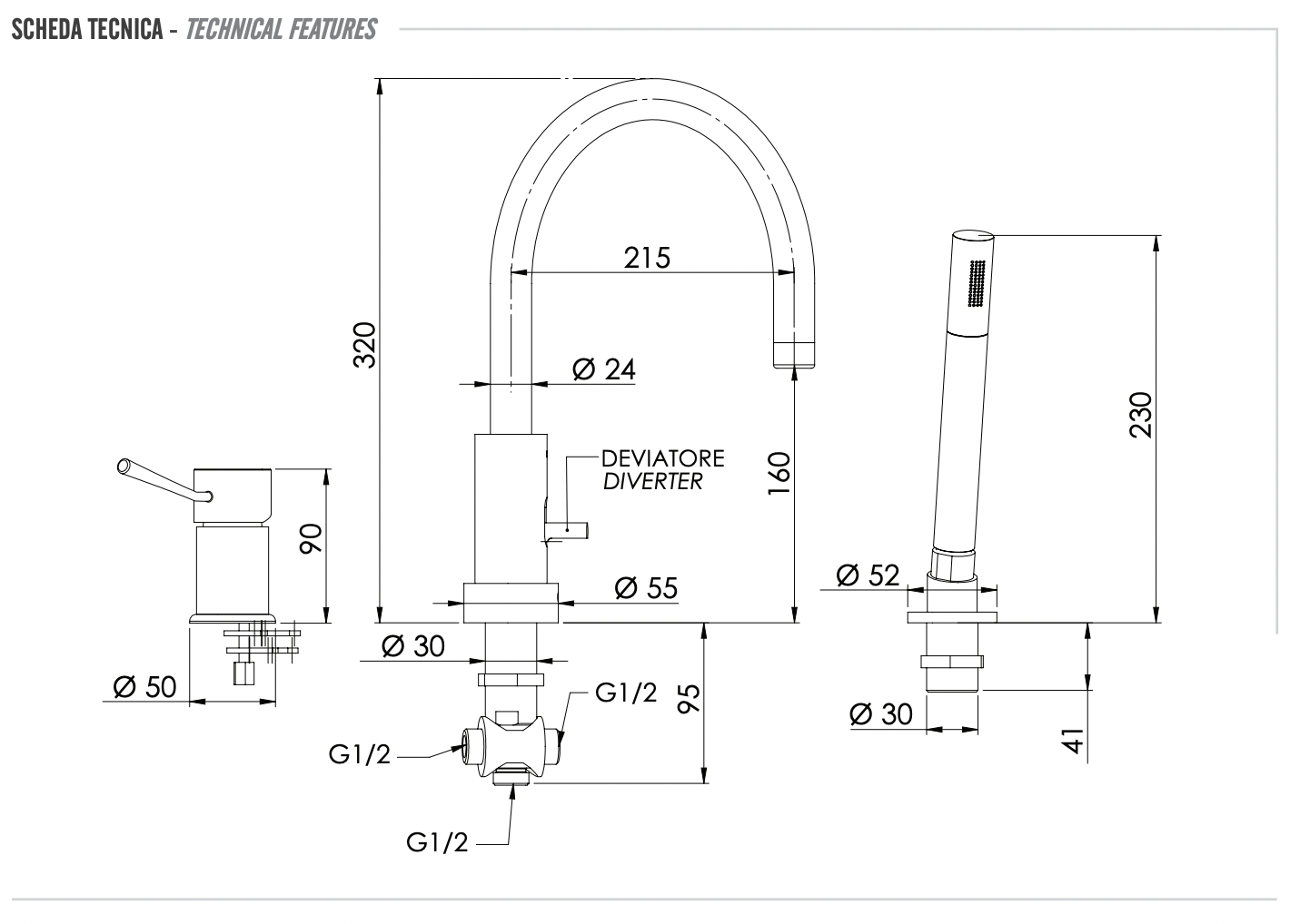 Смеситель для ванны remer minimal n072bg, золото брашированное