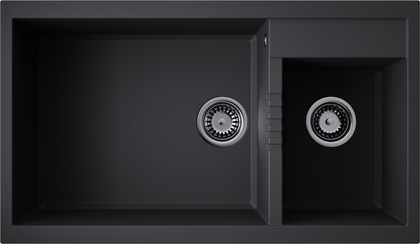 Кухонная мойка omoikiri tedori 86-2-lb-bl tetogranit/черный 860 x 500 x 220