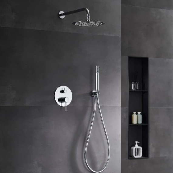 Смеситель для душа скрытого монтажа готовый комплект верхний душ верхний душ ø25cм imex monza gpm039 chrome