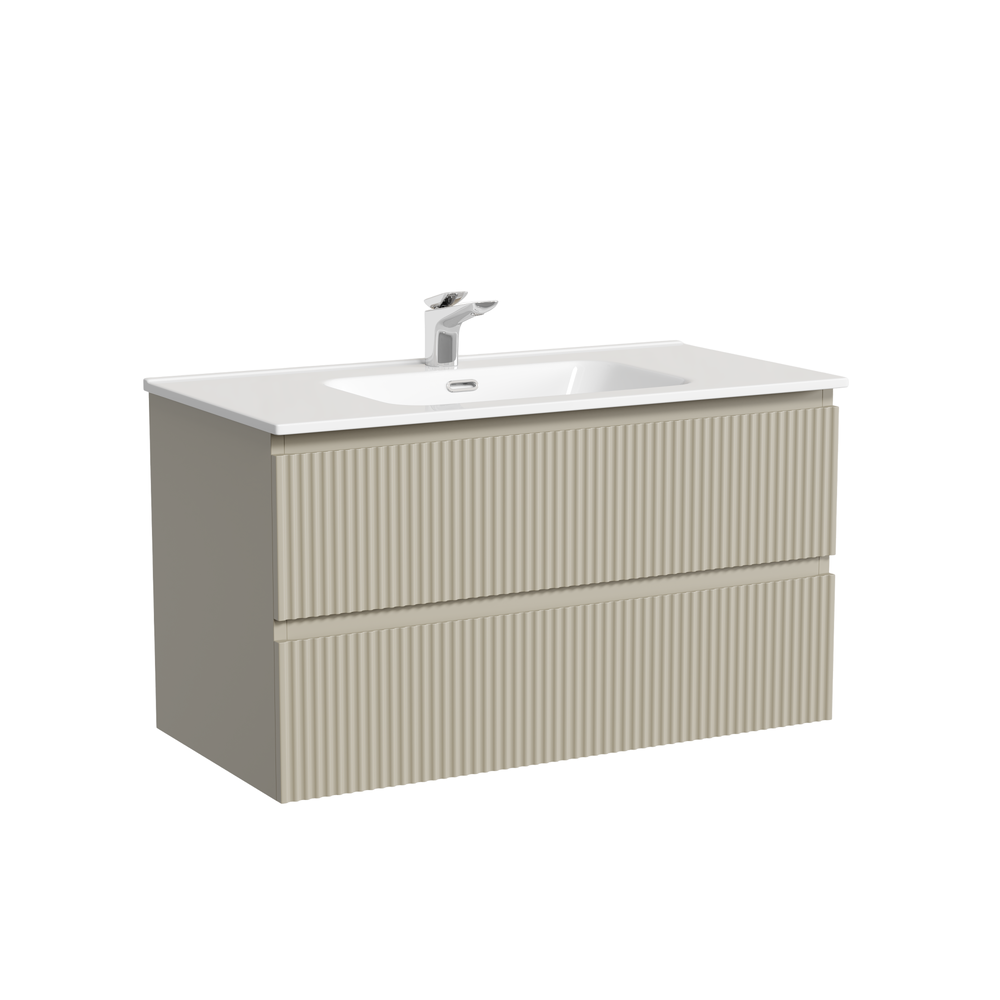 Тумба подвесная sancos snob r 890х445х500, c двумя ящиками оснащенными доводчиками, beige soft , арт.snr90ce