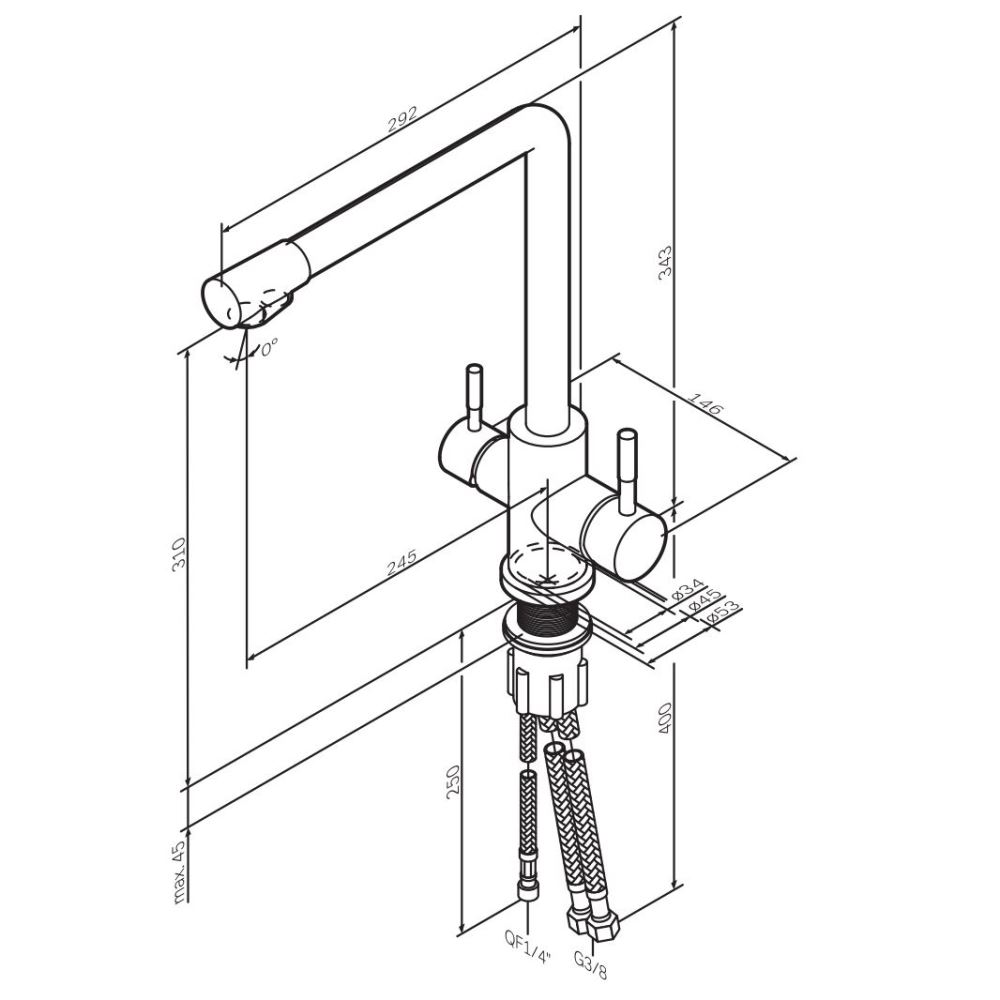 F85B05711 X-Joy S, смеситель для кухни с L-изливом с каналом для питьевой воды, сатин