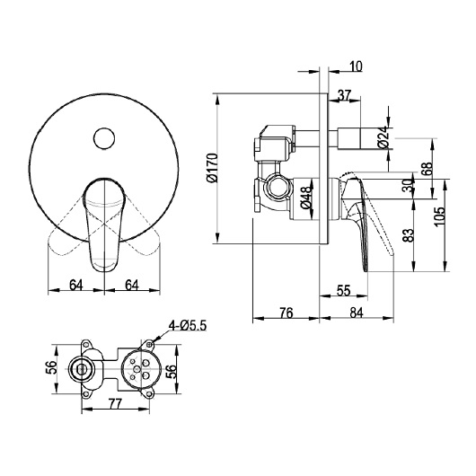 TVS10535311061 Смеситель для ванны Villeroy&Boch O.novo Start TVS10535311061