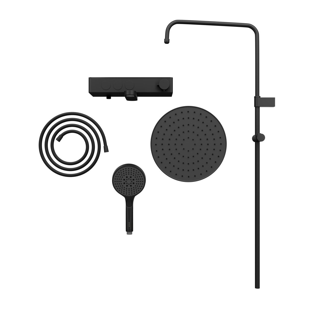 Душевая система VitrA Core Round A4730936EXP с термостатическим смесителем и ручным душем матовая черная