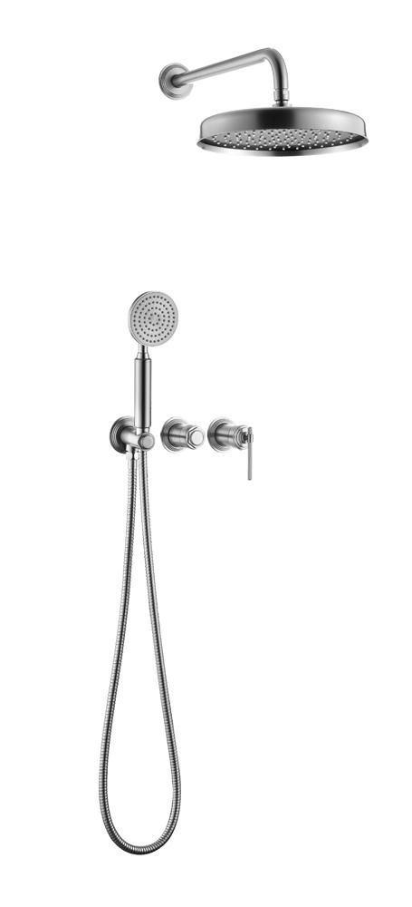 Смеситель встроенный + верхний+ ручной душ, boheme eterna nickel brush