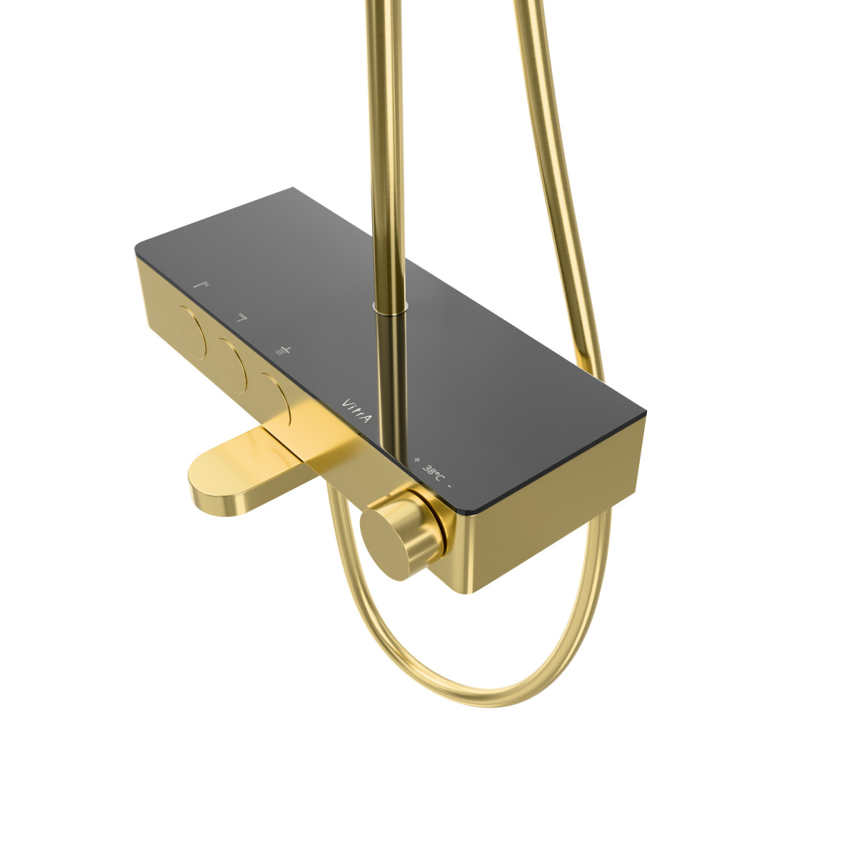 Душевая система VitrA Core Round A4730925EXP с термостатическим смесителем и ручным душем брашированное золото
