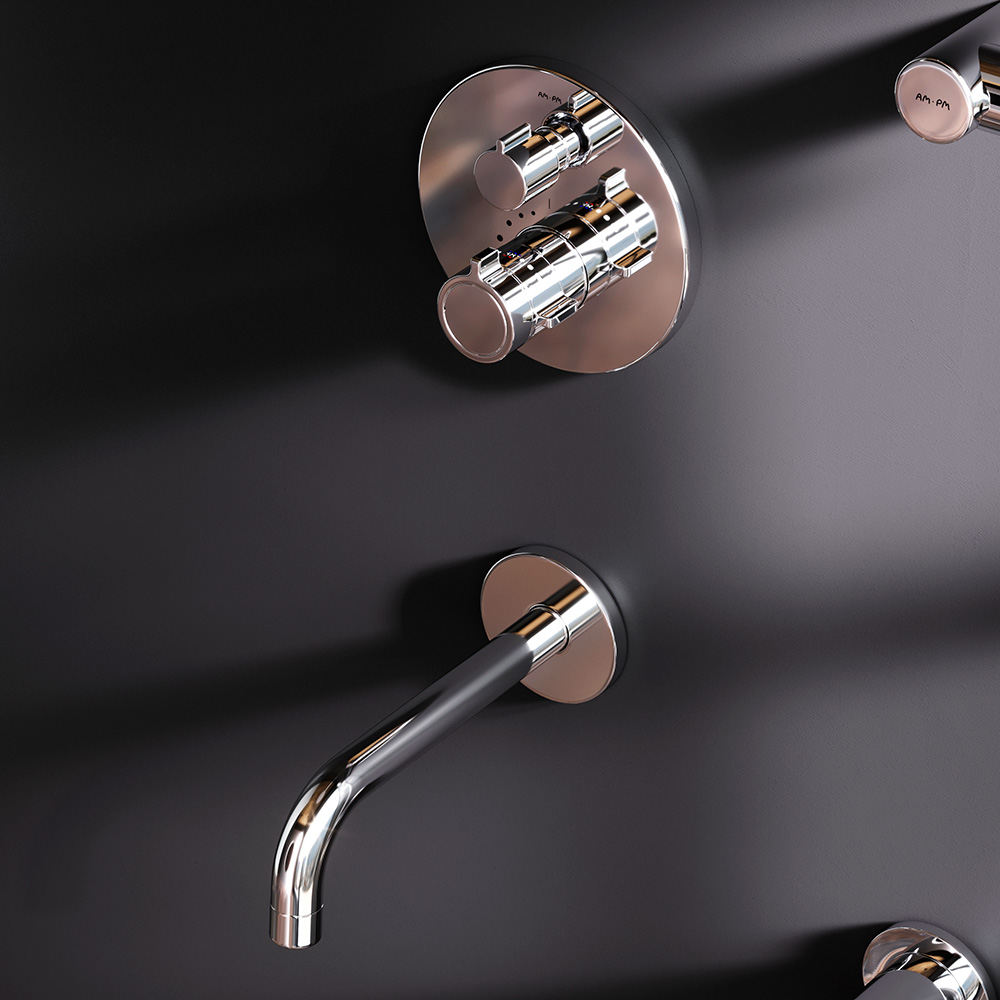 FT85A3RH40 X-Joy, набор: встроеный см-ль с ТМС, излив, прямоуг.верхний душ 300х210мм, ручн.душ, хром