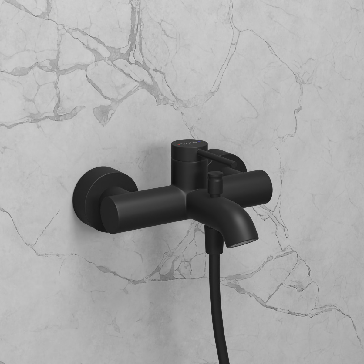 Настенный смеситель для ванны VitrA Minimax Round A4354836EXP однорычажный матовый черный латунь