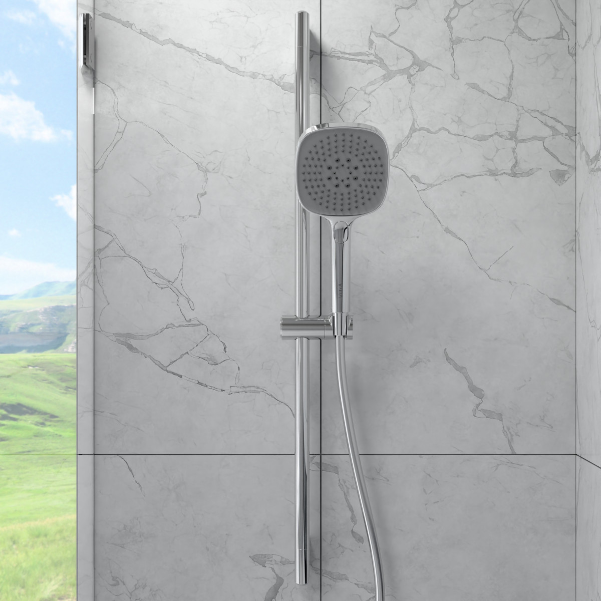 Душевая стойка VitrA Core Square A45917EXP с ручным душем без смесителя хром