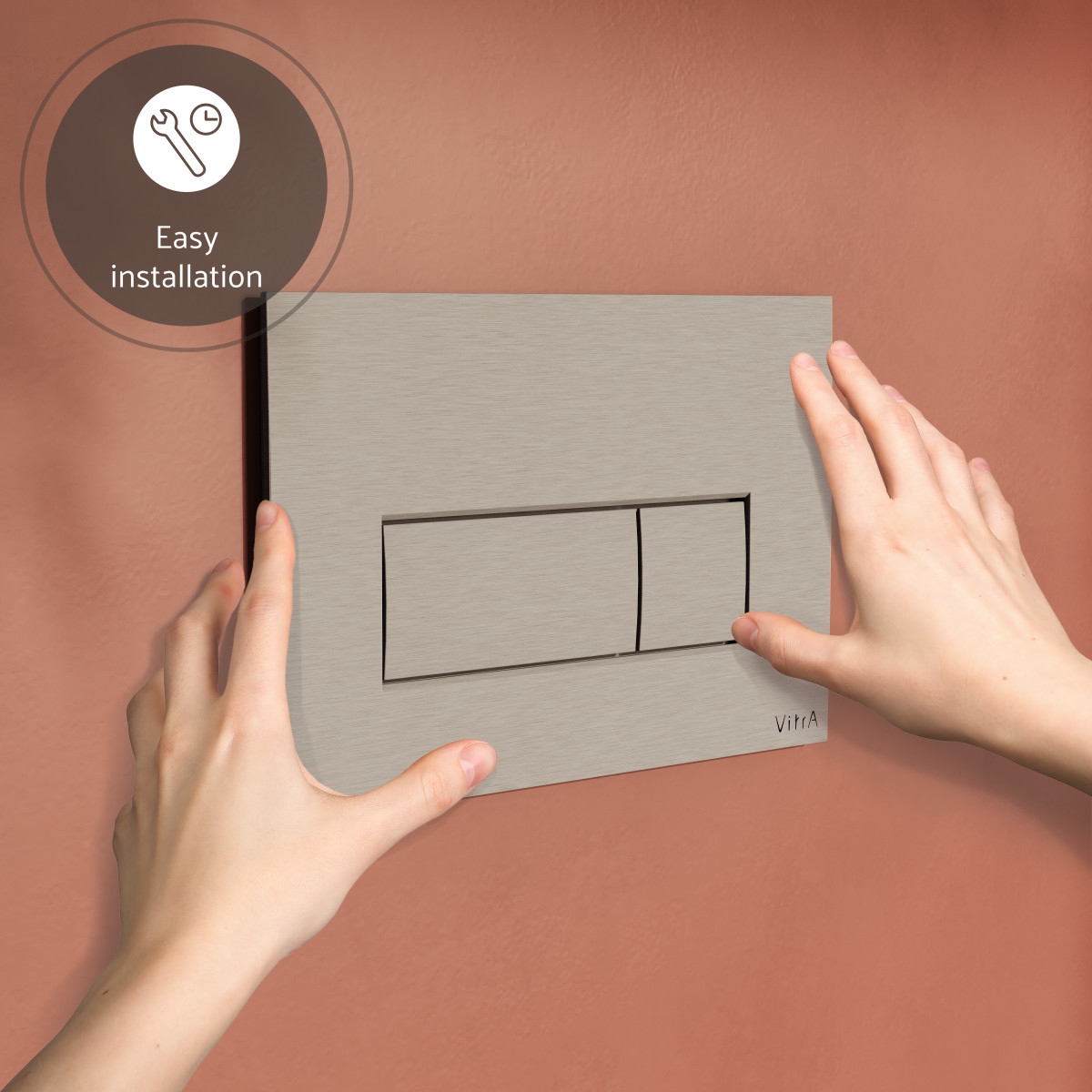 Кнопка смыва для инсталляции VitrA Root Square 740-2395 брашированный никель двойный смыв
