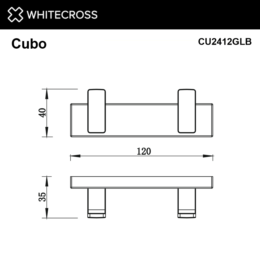 Крючок двойной whitecross cubo cu2412glb (брашированное золото)