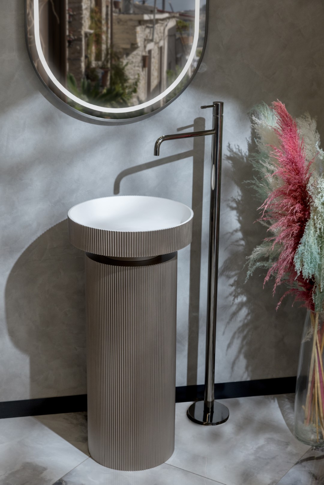 Зеркало овальное , мет. рама, подсв., сенсор, антизапотевание, 60*110, black