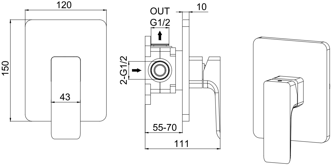 Смеситель для душа Allen Brau Infinity X1 5.21015-00 (с внутренней частью, 1 выход) хром