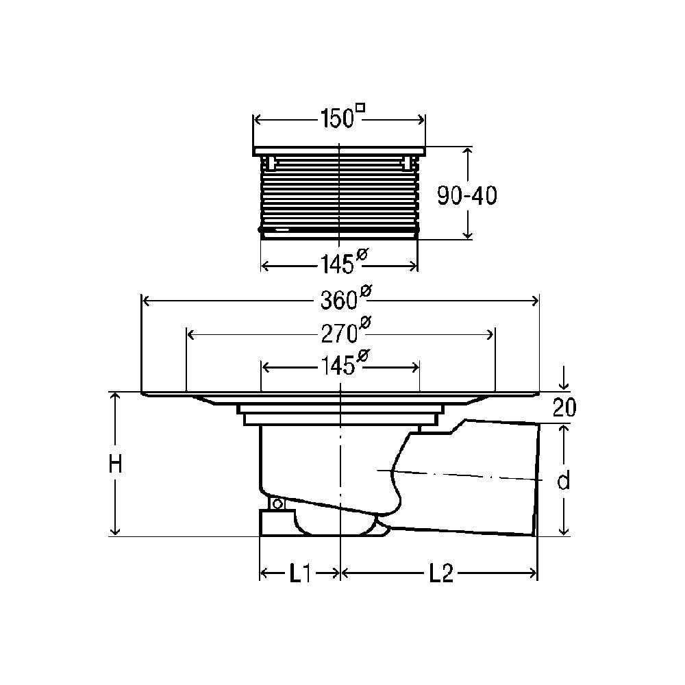 Viega Advantix 4955.1 арт. 557171 Душевой трап с декоративной панелью 150*150 мм (хром)