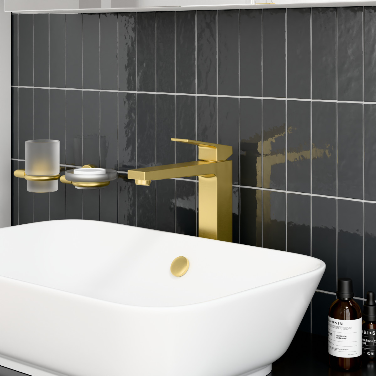 Смеситель для раковины-чаши VitrA Minimax Square A4372425EXP однорычажный брашированное золото латунь