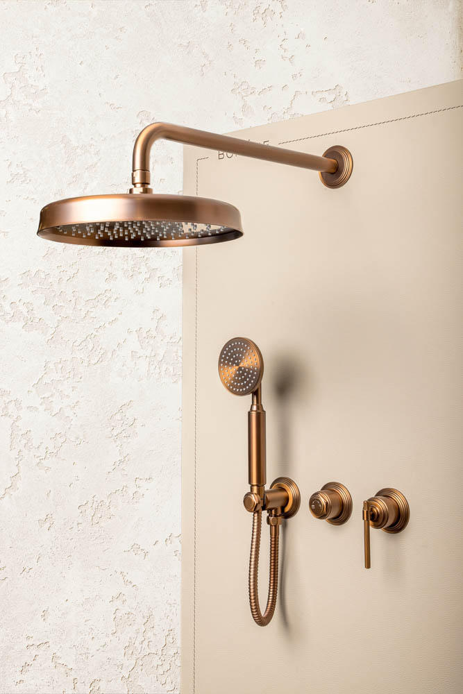 Смеситель встроенный + верхний+ ручной душ, boheme eterna brushed bronze