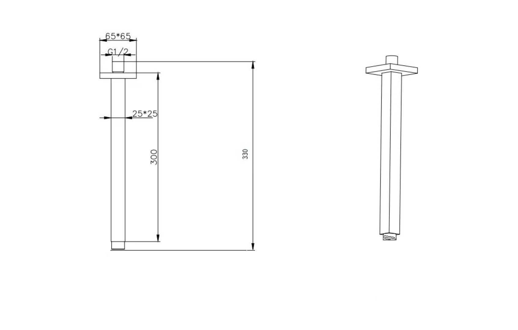 Труба-кронштейн для потолочного душа в квадратном дизайне, black