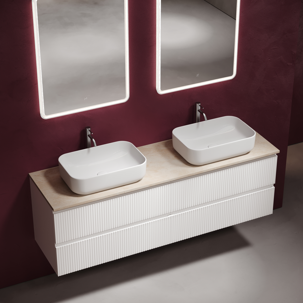 Столешница для ванной комнаты из керамогранита sancos kreman 1600х460 c отверстием под смеситель, арт.tt160a2x