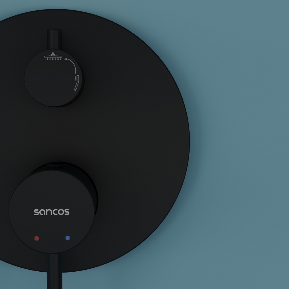 Душевой комплект sancos select встраиваемый для душа, цвет черный матовый, арт. sc3003mb