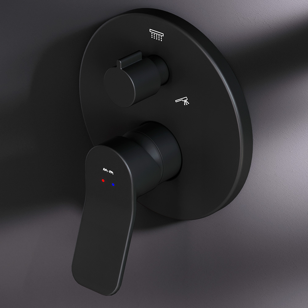 FB85A3RH32 X-Joy, набор: встроеный см-ль, излив, верхний душ 220 мм, ручн.душ, черный