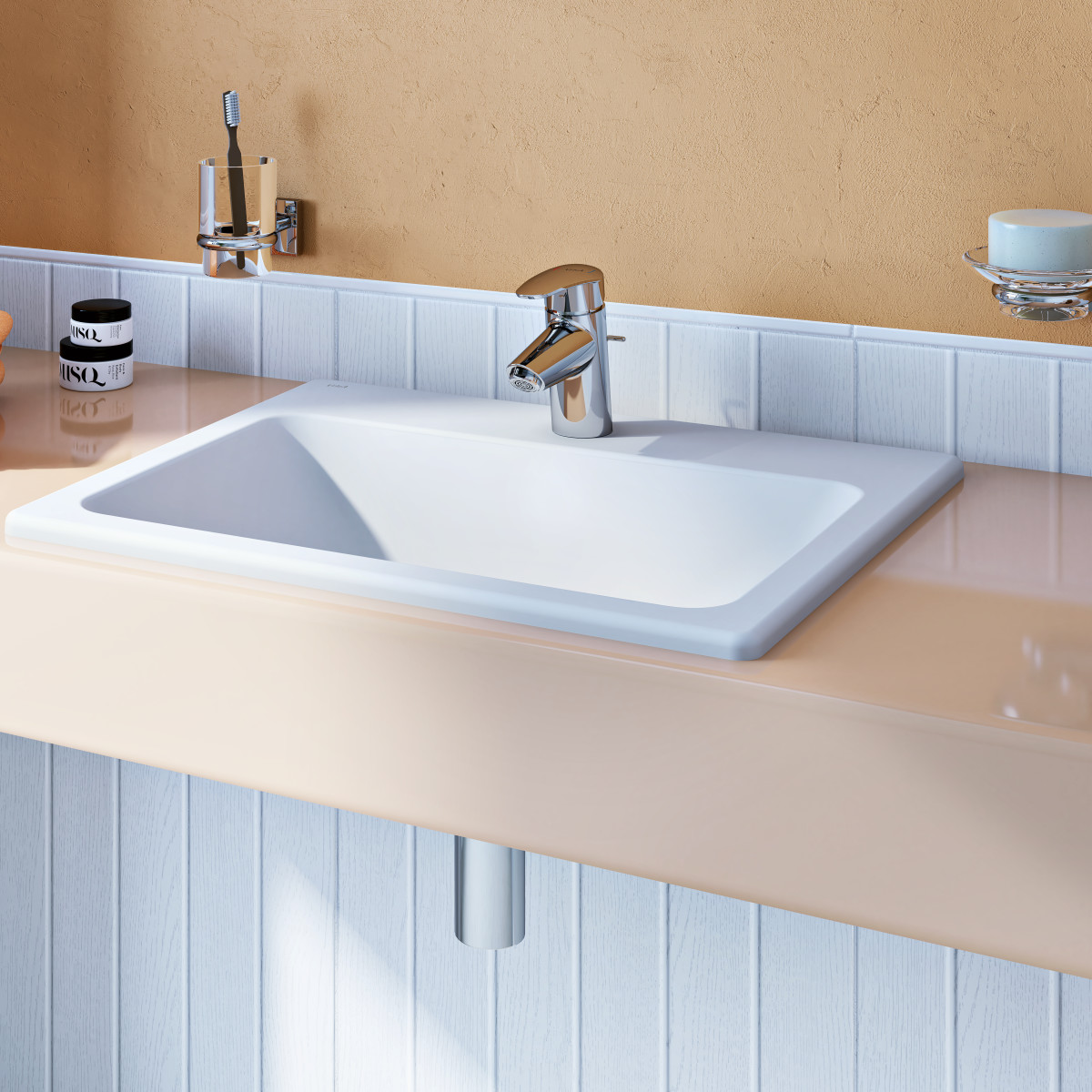 Встраиваемая сверху раковина VitrA S20 5465B003-0001 55 x 45 см прямоугольная белая антибактериальное покрытие Hygiene