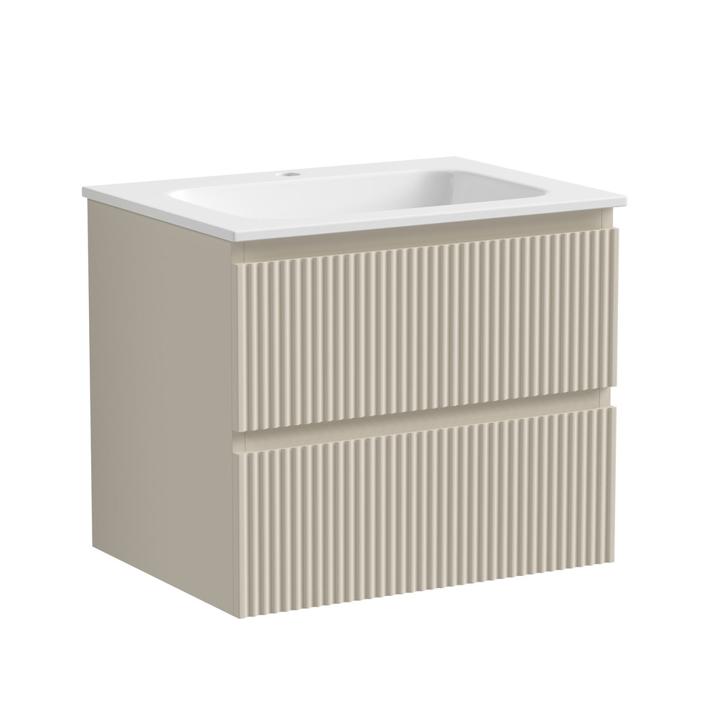 Тумба подвесная sancos snob r 590х445х500, c двумя ящиками оснащенными доводчиками, beige soft , арт.snr60ce