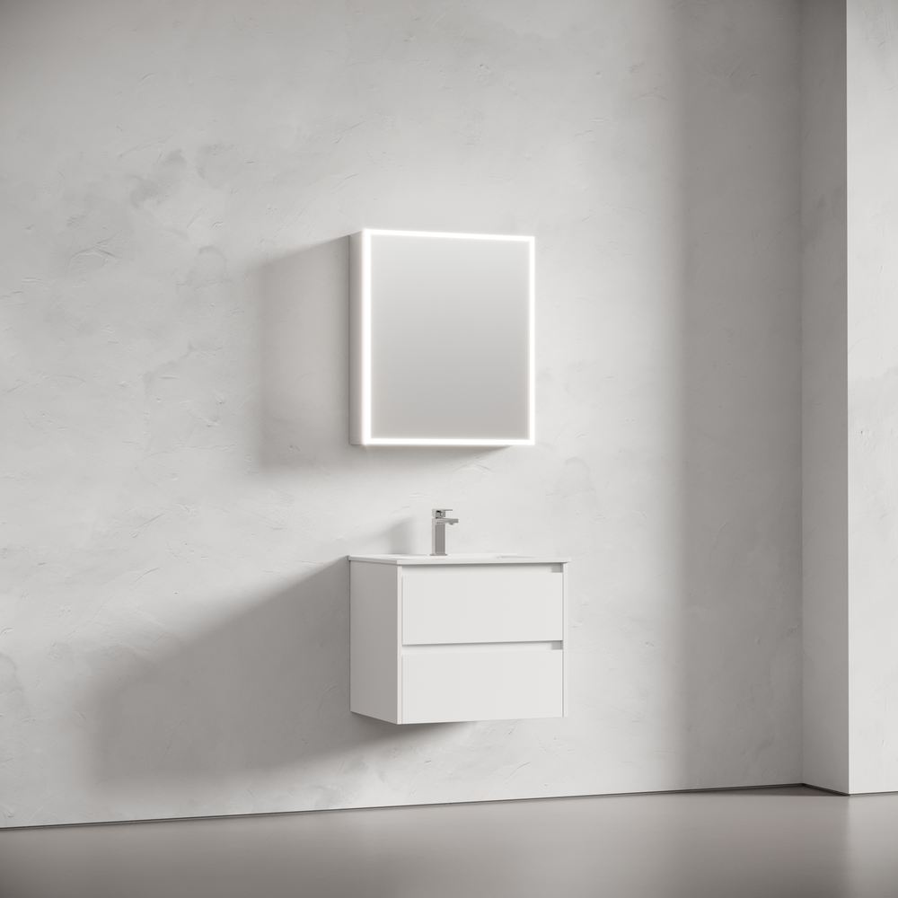 Зеркальный шкаф для ванной комнаты из алюминия sancos evoke 600x700х136 мм, с led подсветкой, арт. sc8060