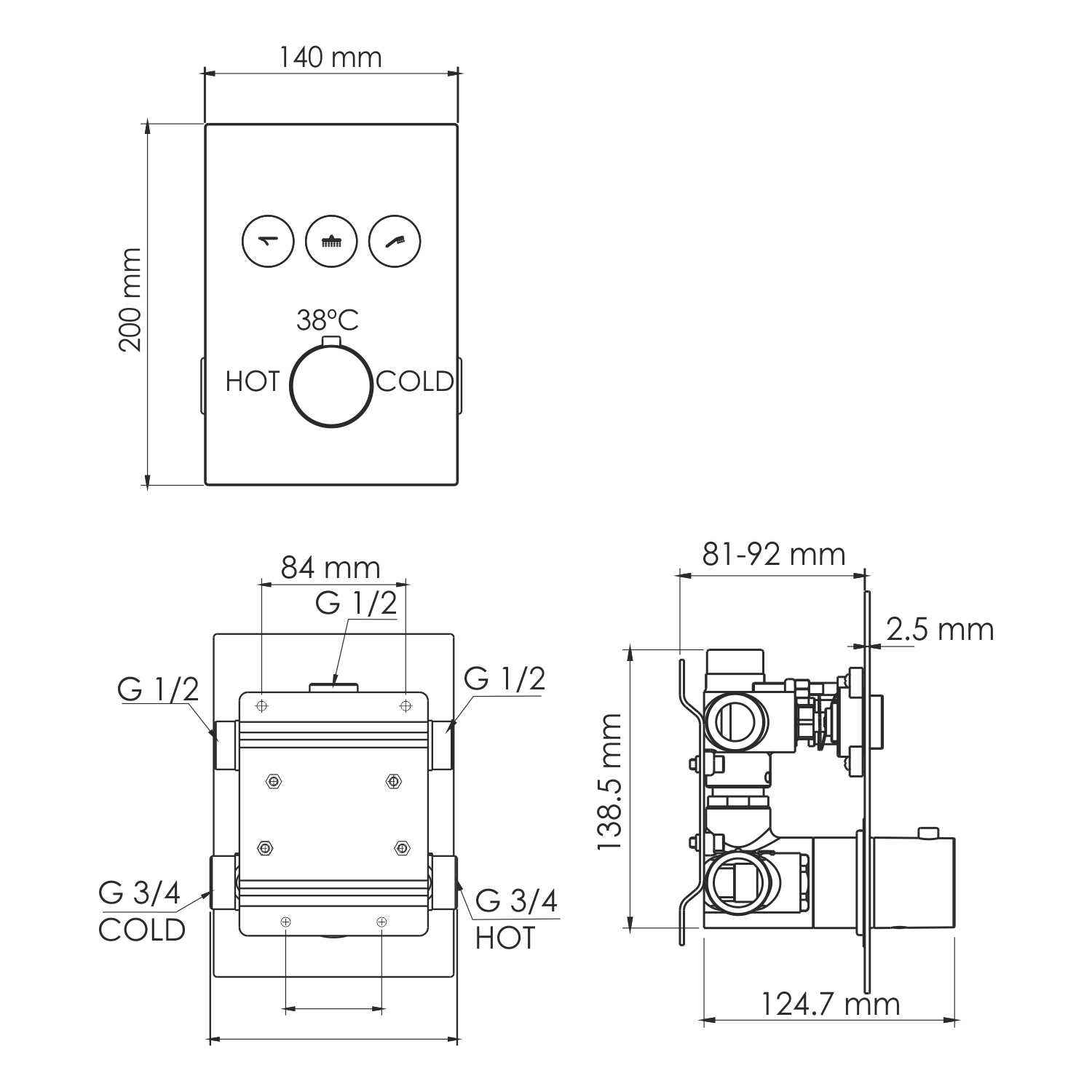 Neime 1944 thermo смеситель для ванны и душа
