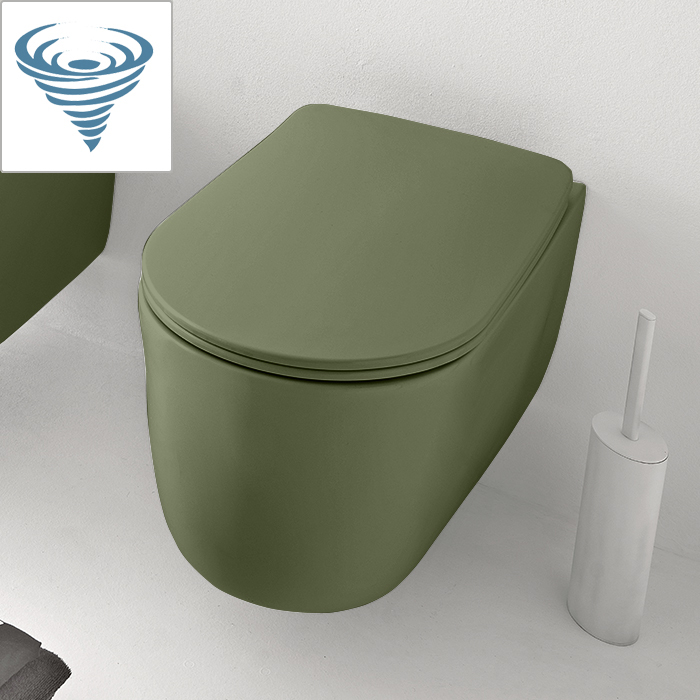 Kerasan nolita унитаз безободковый подвесной 55х35 см, tornado, с креплениями wb9n, цвет: verde