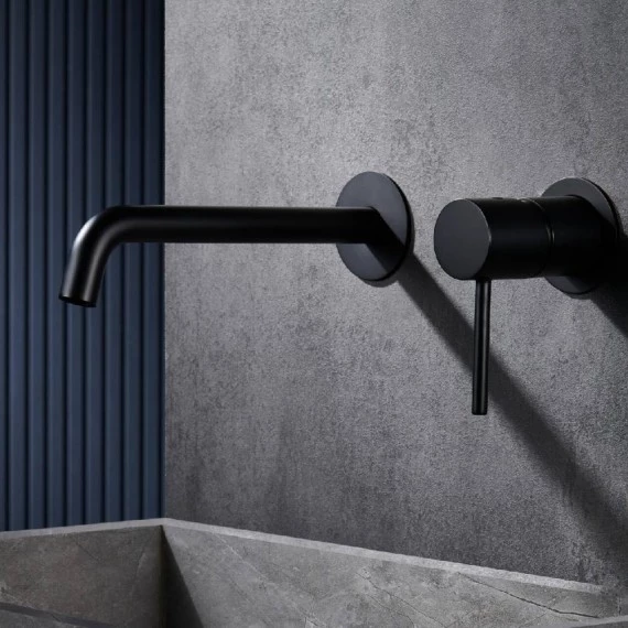 Смеситель для раковины настенный скрытая часть в комплекте imex monza glm039/ng matt black