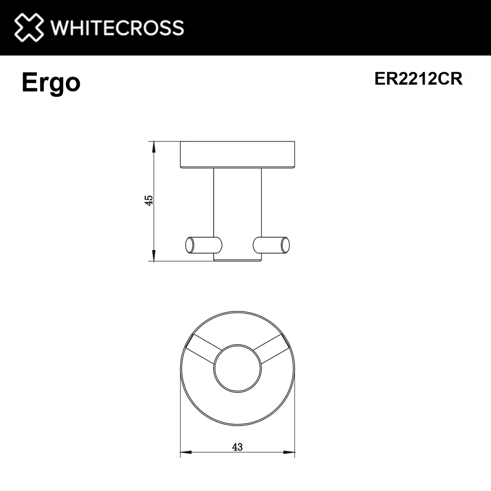 Крючок двойной whitecross ergo er2212cr (хром)