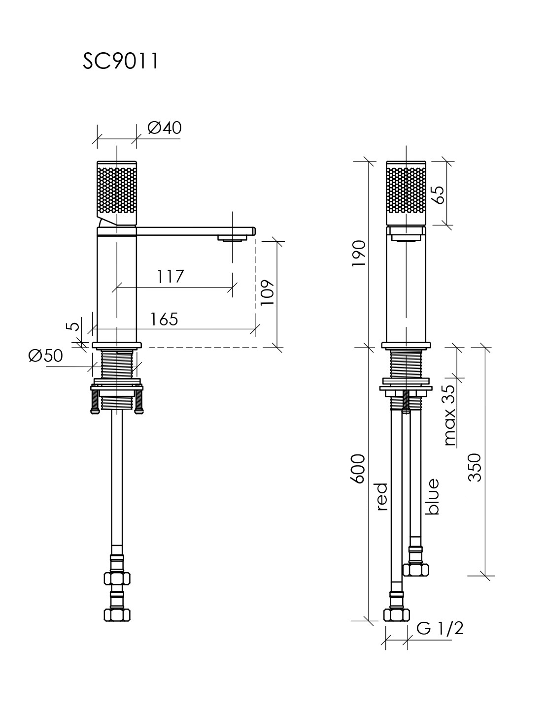 Смеситель для раковины SANCOS Nexus, брашированный никель, PVD покрытие, арт. SC9011BN