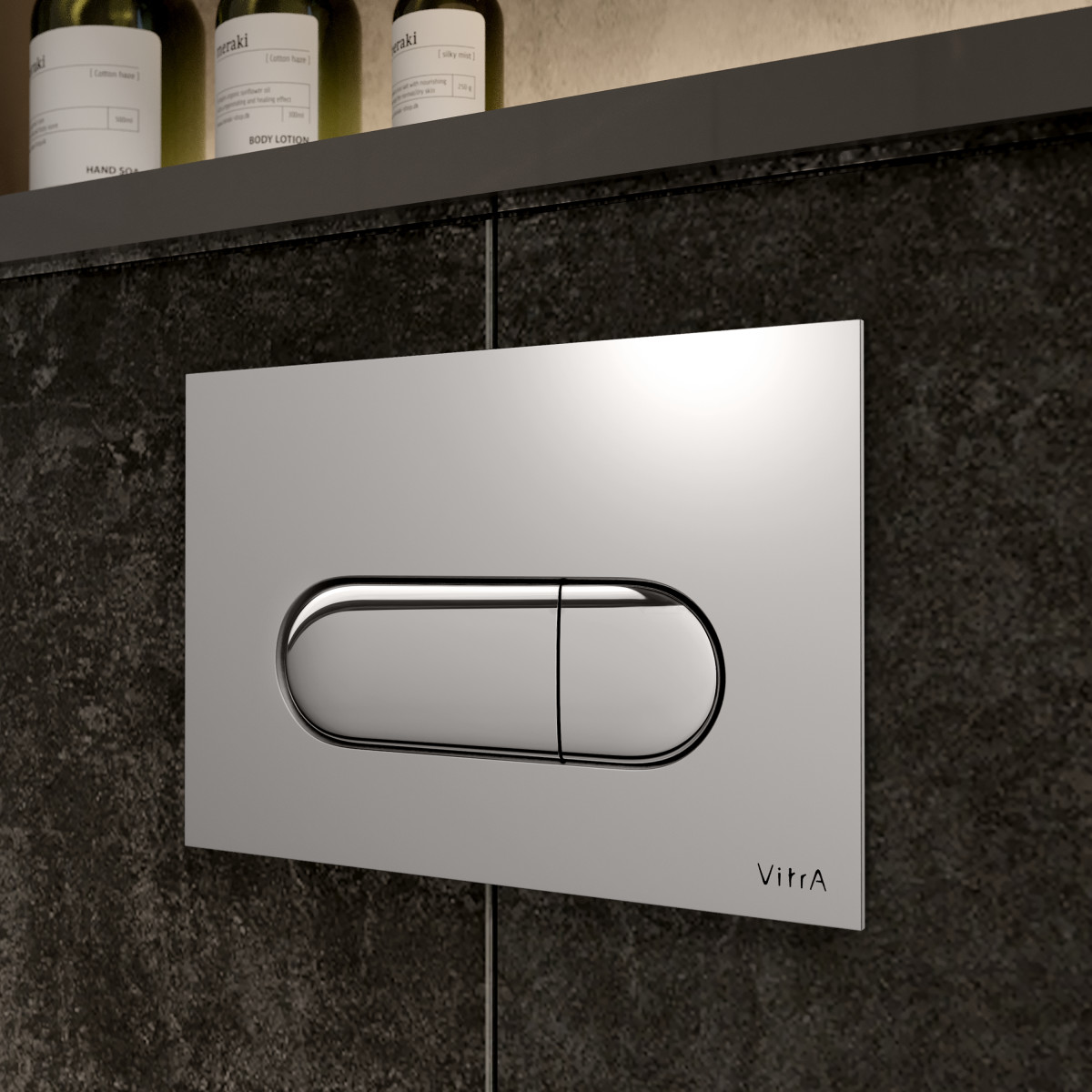 Инсталляция с унитазом VitrA Mia Round 9873B003-7201 комплект 4 в 1 с сиденьем микролифт безободковый цвет клавиши глянцевый хром