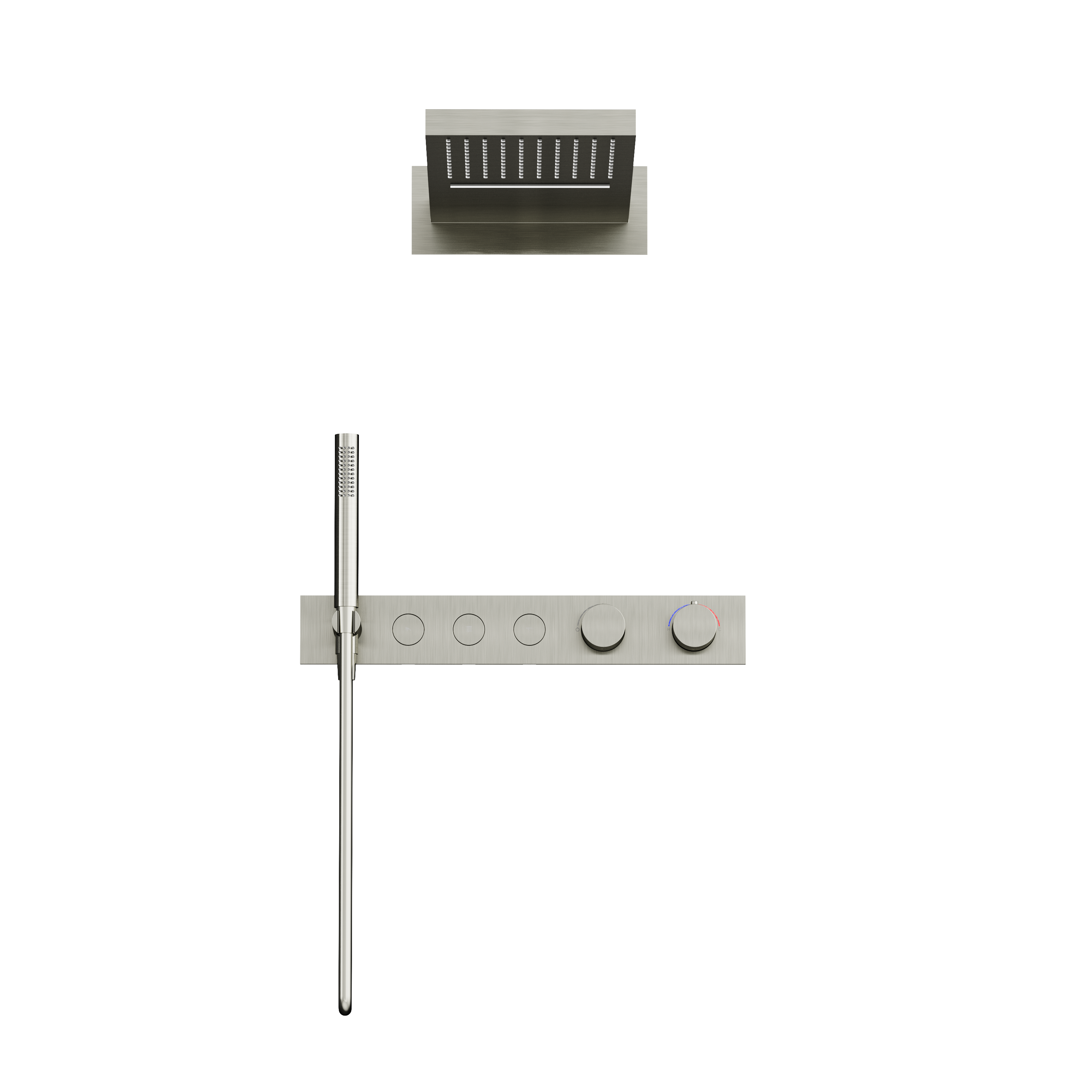 Душевой комплект с термостатом SANCOS Linn, с внутренней частью, брашированный никель, PVD покрытие, арт. SC9023BN Душевой комплект с термостатом SANCOS Linn, с внутренней частью, брашированный никель, PVD покрытие, арт. SC9023BN