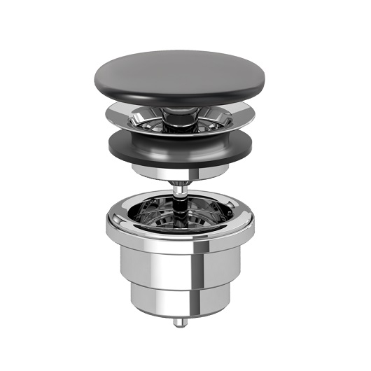 Незапираемый донный клапан с решеткой, 75 x 110 x 75 mm, Pure Black CeramicPlus (черный матовый)