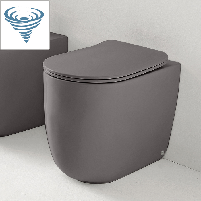 Kerasan nolita унитаз безободковый пристенный 55х35 см, tornado, с креплениями wb5n, цвет: ferro matt