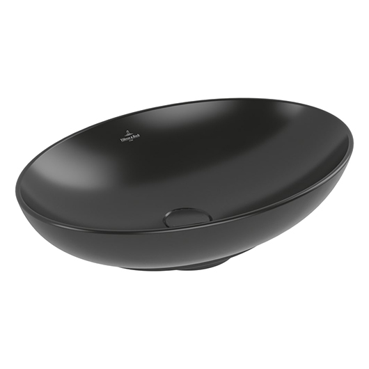 Loop & Friends Раковина для установки на столешницу, 560 x 380 x 120 mm, Черный матовый, без переливом (овал) без донного клапана  (замена 51510001)