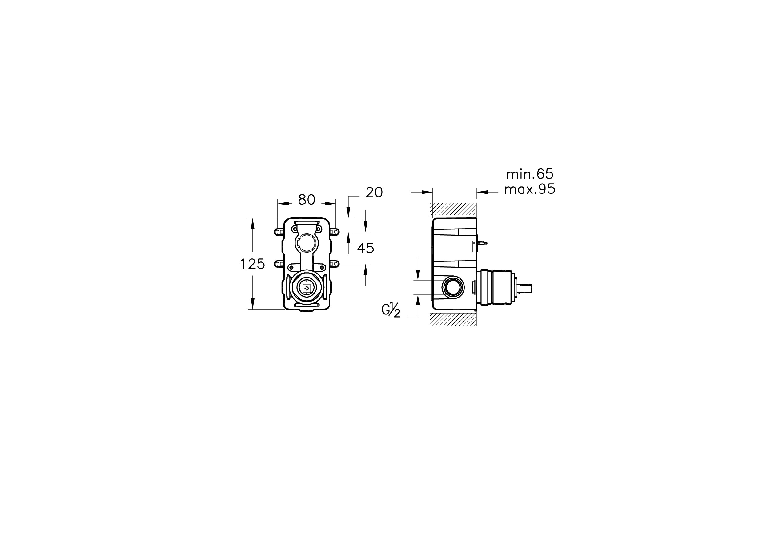 Внутренняя часть встраиваемого настенного смесителя для ванны/душа