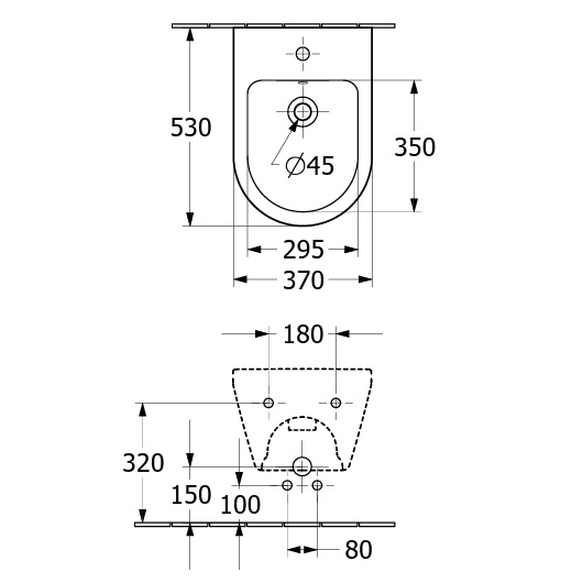 Биде, Villeroy&Boch, Architectura, подвесной, шгв 370*530*270, цвет-альпийский белый