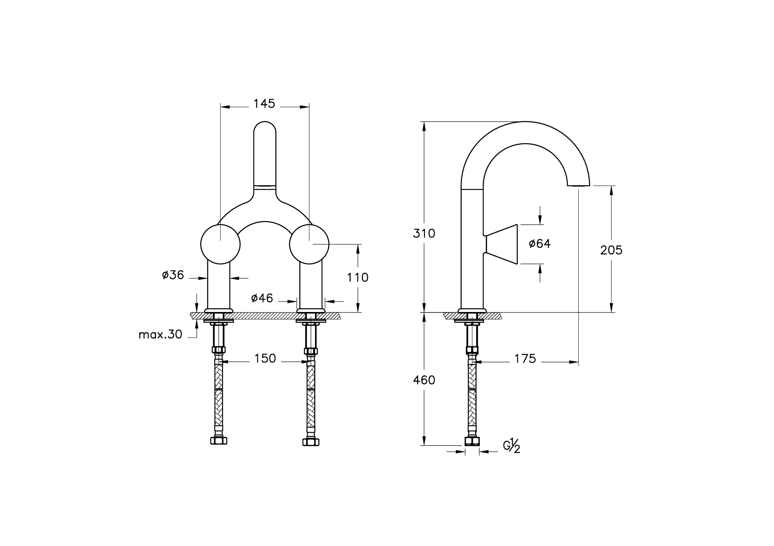 Смеситель для раковины liquid с 2 отвертиями, хром