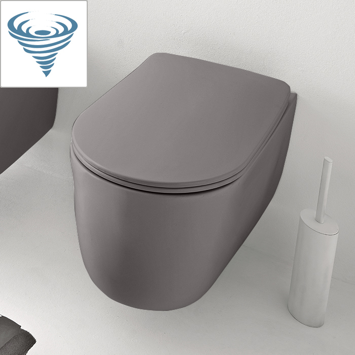 Kerasan nolita унитаз безободковый подвесной 55х35 см, tornado, с креплениями wb9n, цвет: ferro matt