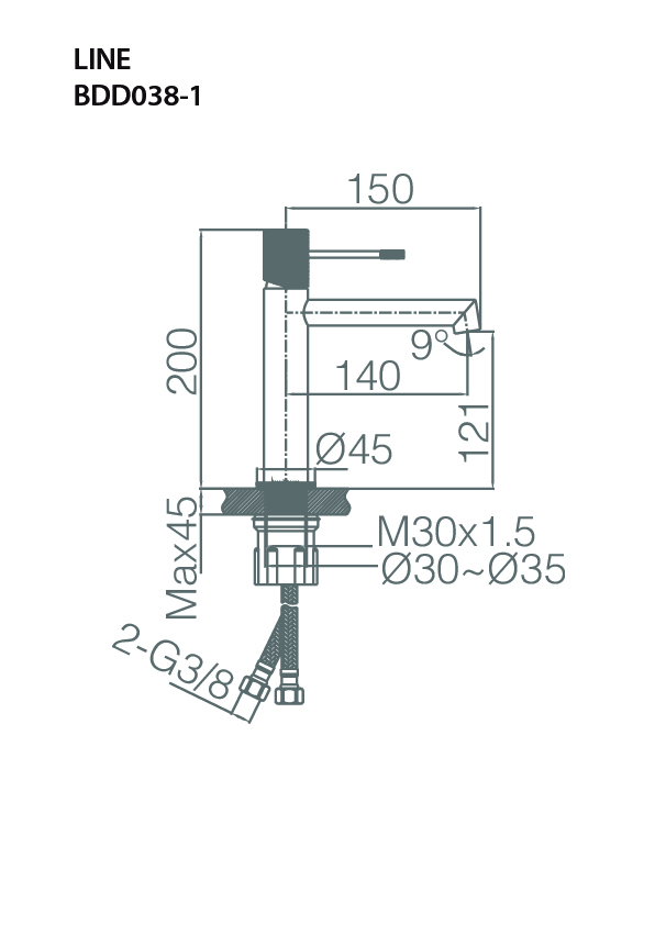 Смеситель для раковины imex line bdd038-1ng matt black