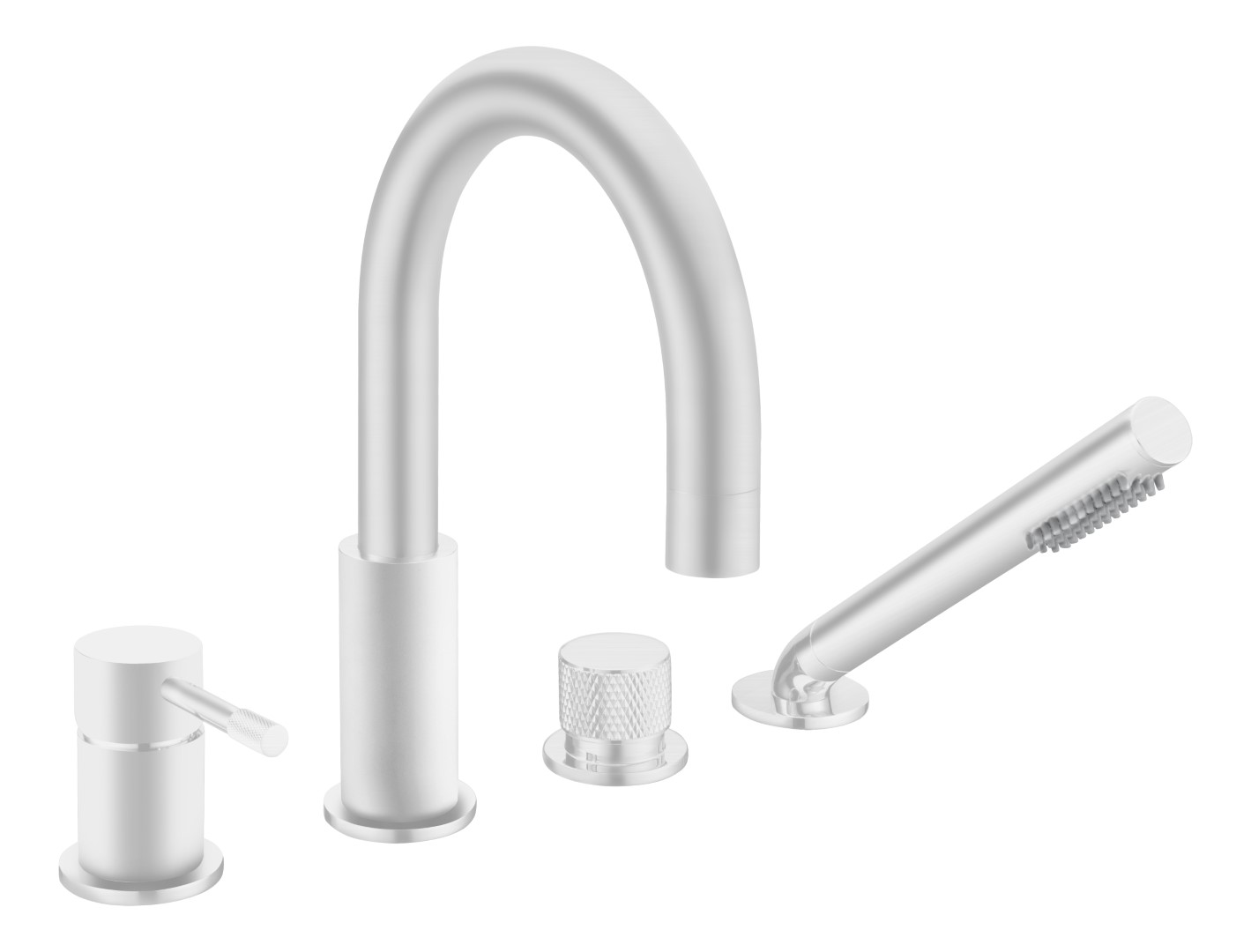 Смеситель врезной на борт ванны uno matt white