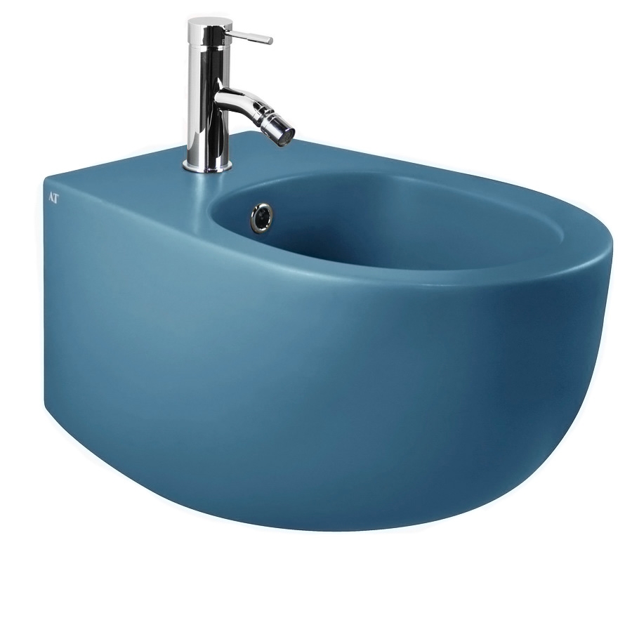 Биде подвесное aet dot 2.0, с креплениями, с 1-м отверстием под смеситель, цвет голубой матовый s556t1r1v1140