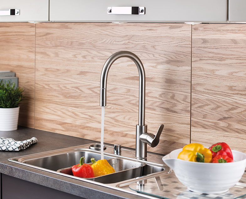 Смеситель inox для кухни, с выдвижным изливом