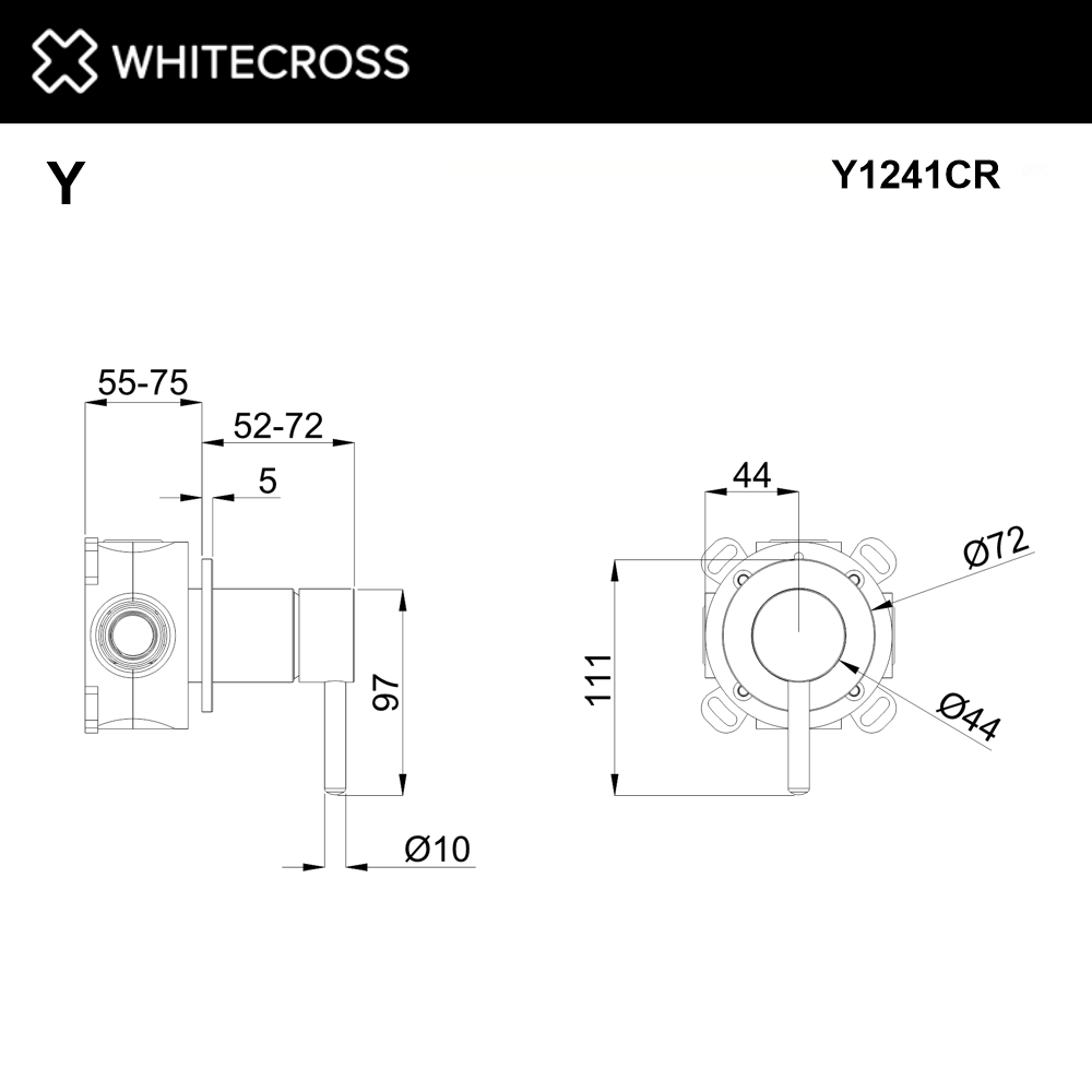 Смеситель скрытого монтажа на 1 потребитель whitecross y y1241cr (хром)